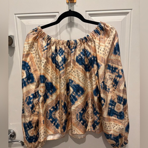 Ulla Johnson Nadya Printed Silk Off-the-Shoulder Blouse - Picture 7 of 9